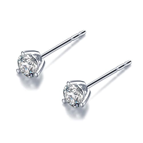 1 Carat Round Cut Lab Grown Diamond 3 Prong Solitaire Stud Earrings