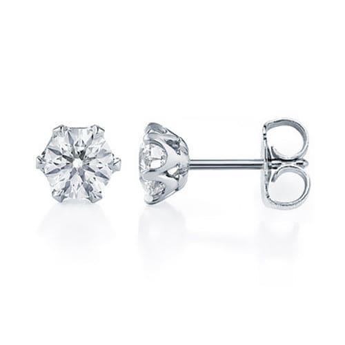 1 Carat Round Cut Lab Grown Diamond 6 Prong Solitaire Stud Earrings - Featured Image