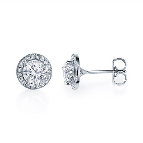 1.20 Carat Round Cut Lab Grown Diamond Halo Stud Earrings - Featured Image