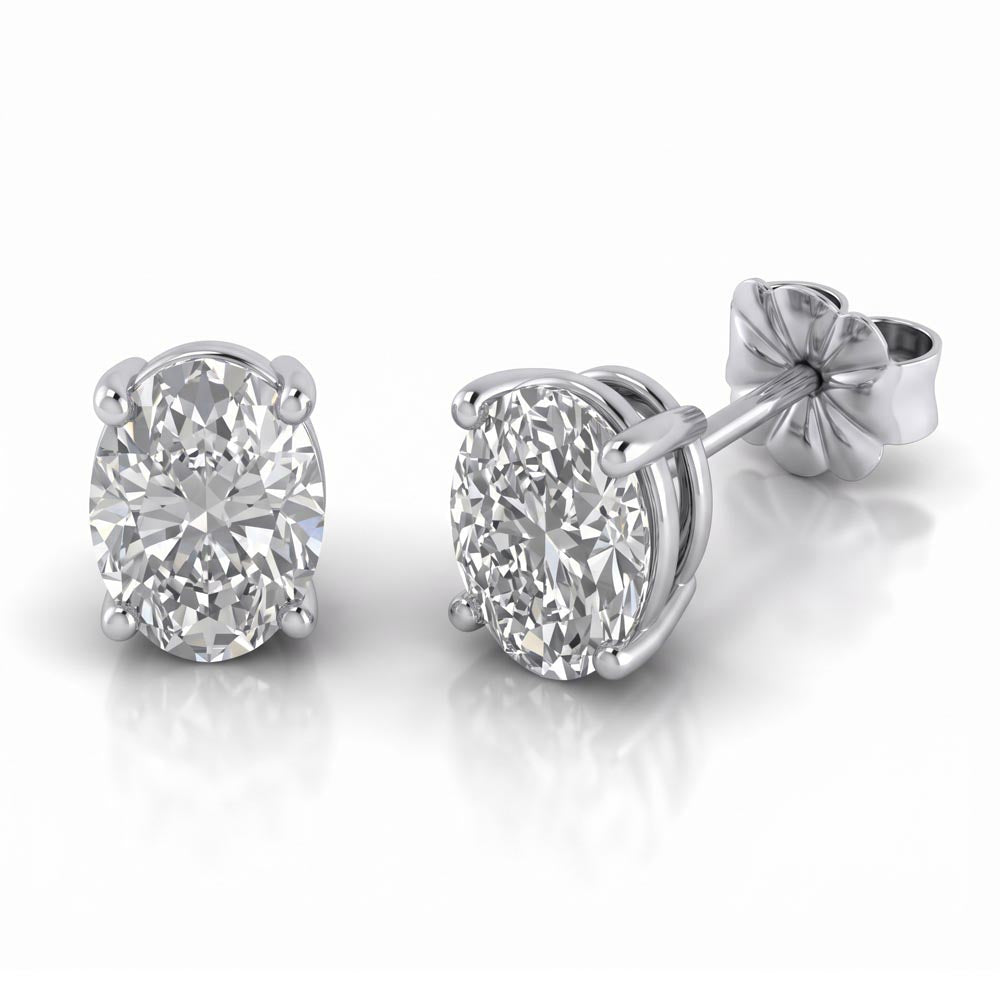 Oval Cut Lab Grown Diamond Stud Earrings - Featured Image