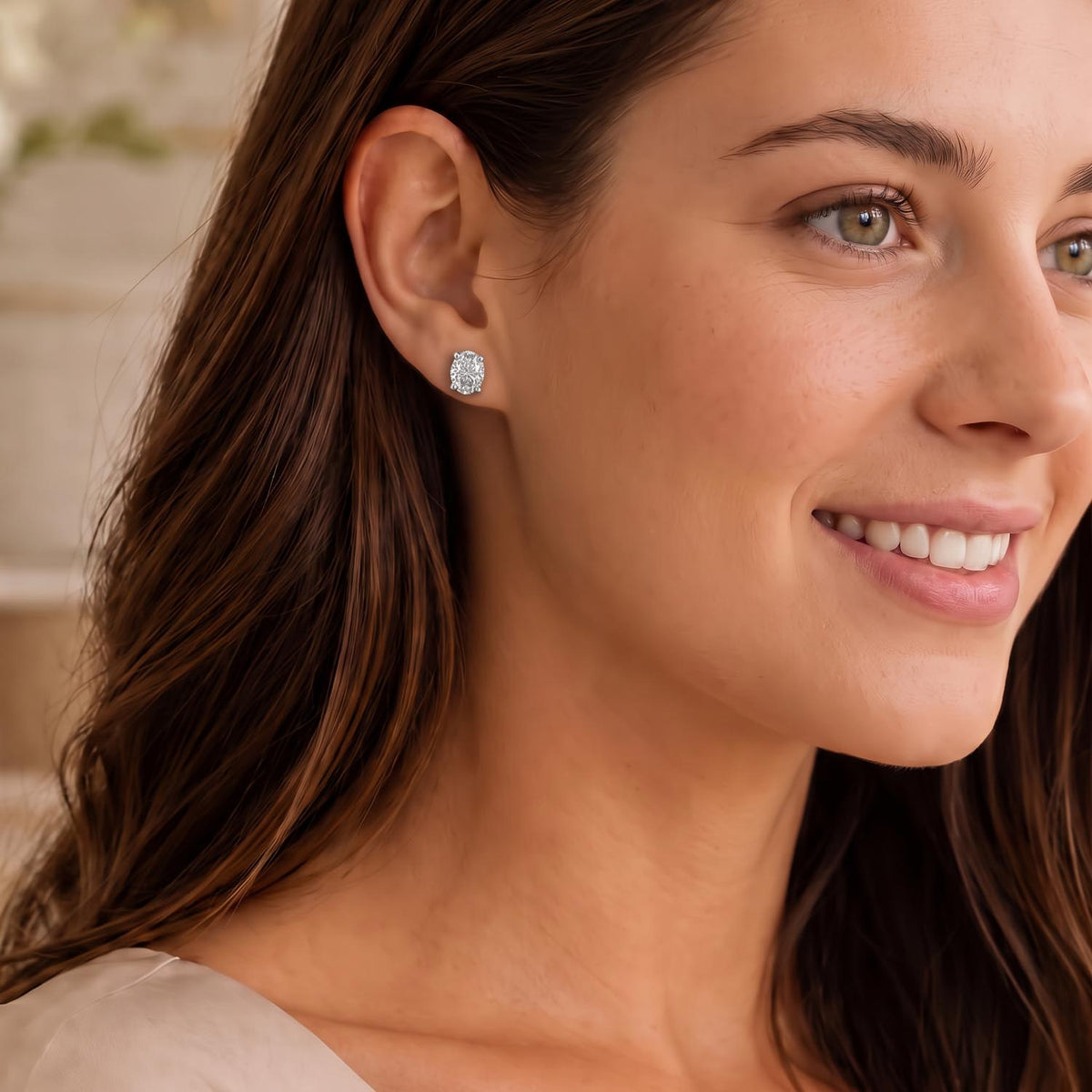 Oval Cut Lab Grown Diamond Stud Earrings