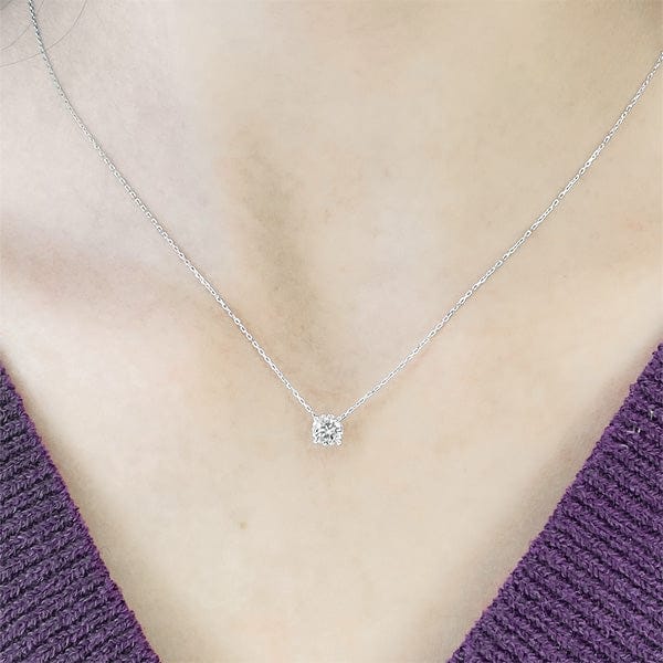 0.50ct Round Cut Floating Pendant Lab Grown Diamond Solitaire Necklace