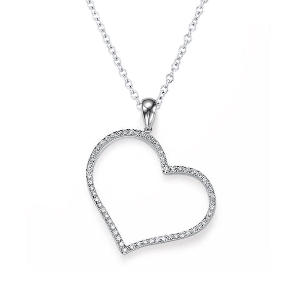 0.50ct Big Heart Shaped Pendant Diamond Necklace