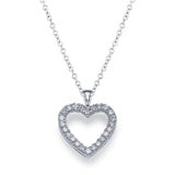 0.50ct Open Heart Shaped Pendant Diamond Necklace