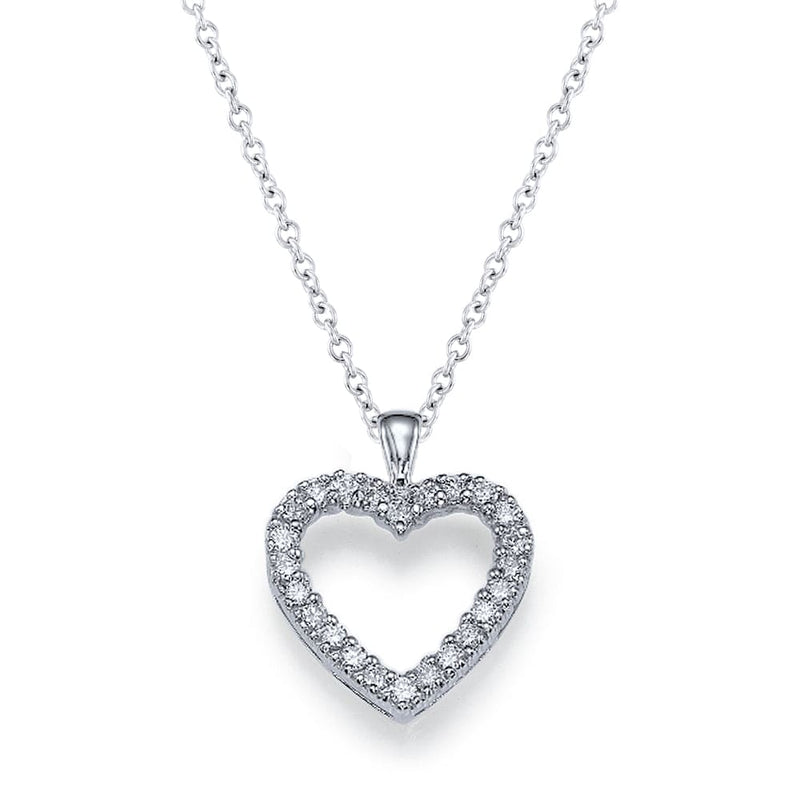 0.50ct Open Heart Shaped Pendant Diamond Necklace