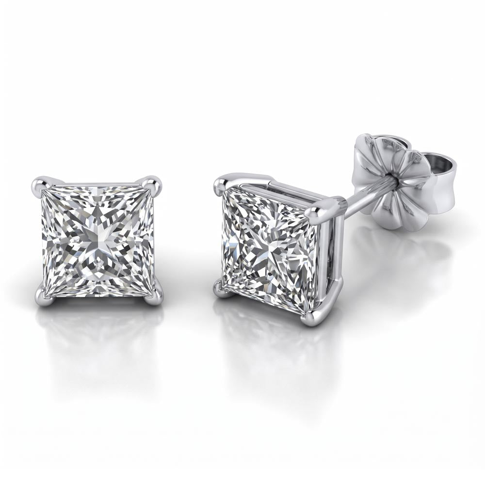 Princess Cut Lab Grown Diamond Stud Earrings - Featured Image