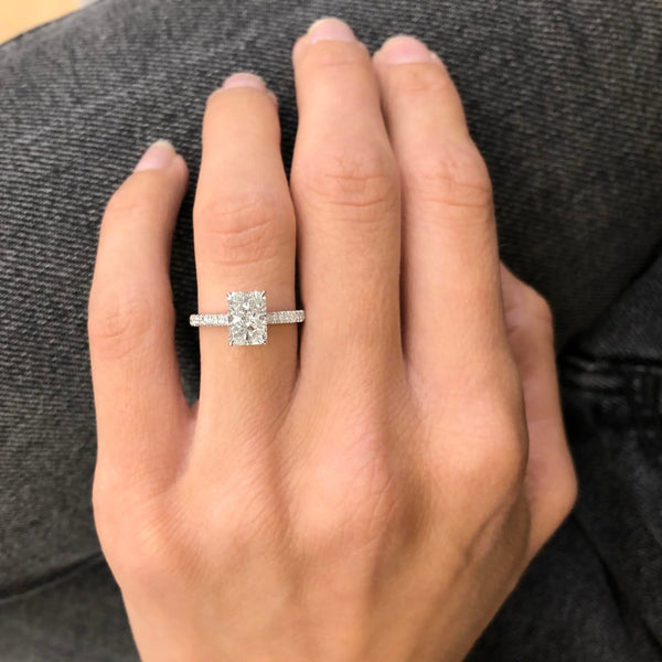 1.80 Carat Radiant Cut Cathedral Lab Grown Diamond Engagement Ring