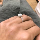 3.70 Carat Oval Cut Hidden Halo Lab Grown Diamond Engagement Ring