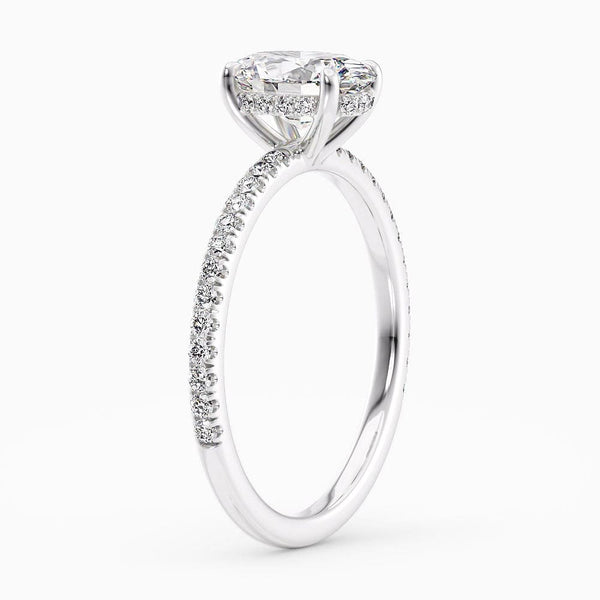 Oval Cut Hidden Halo Blue Sapphire Engagement Ring