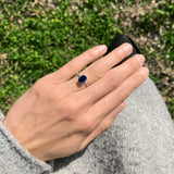 1.80 Carat Oval Shape Hidden Halo Blue Sapphire Engagement Ring