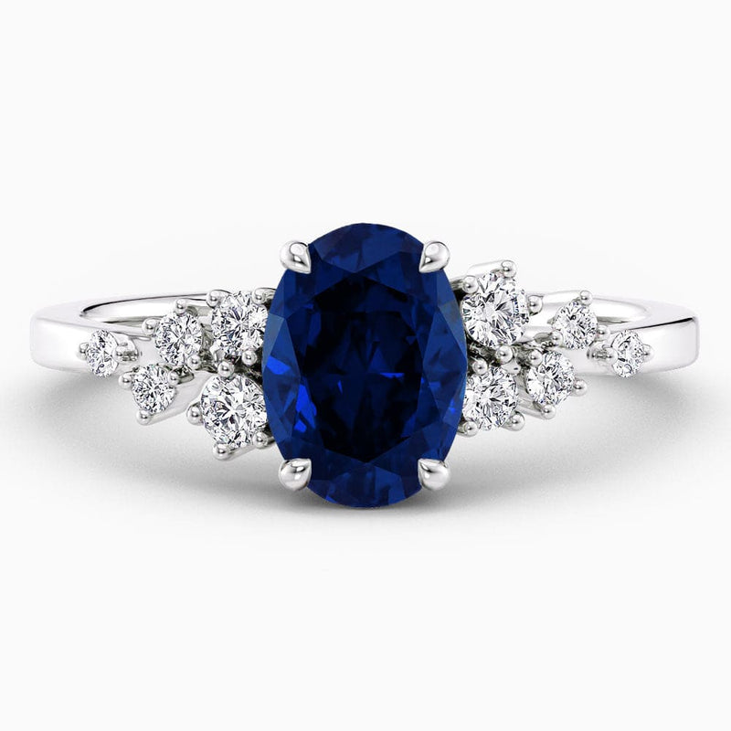 Oval Cut Snowdrift Blue Sapphire Engagement Ring