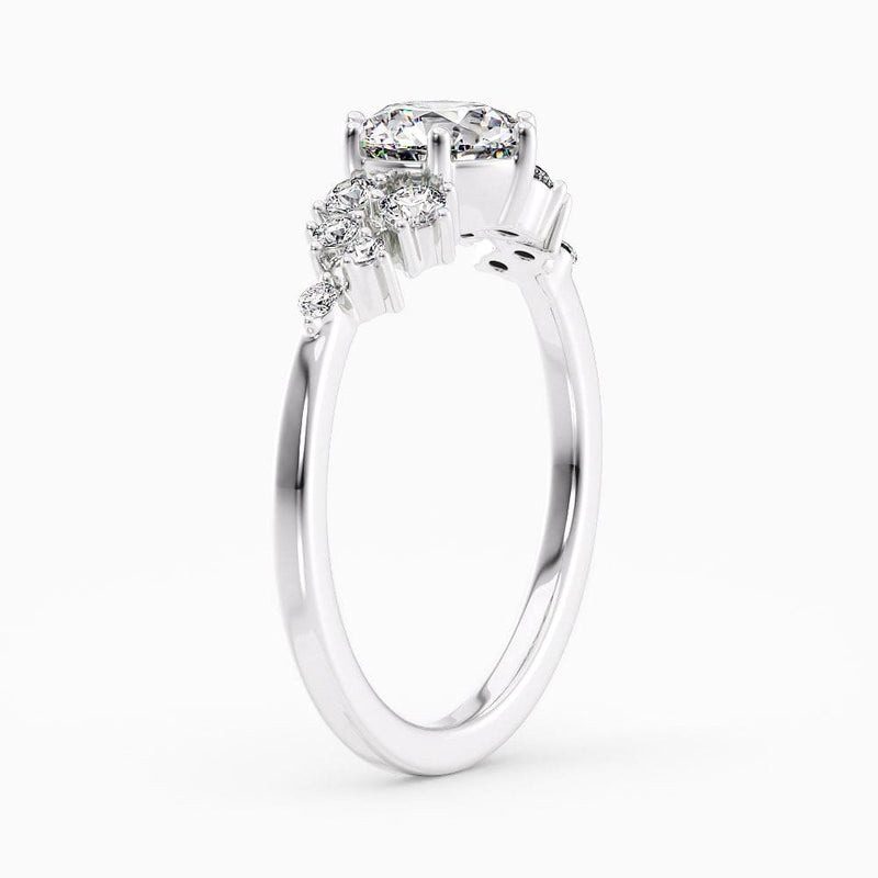 Round Cut Snowdrift Blue Sapphire Engagement Ring