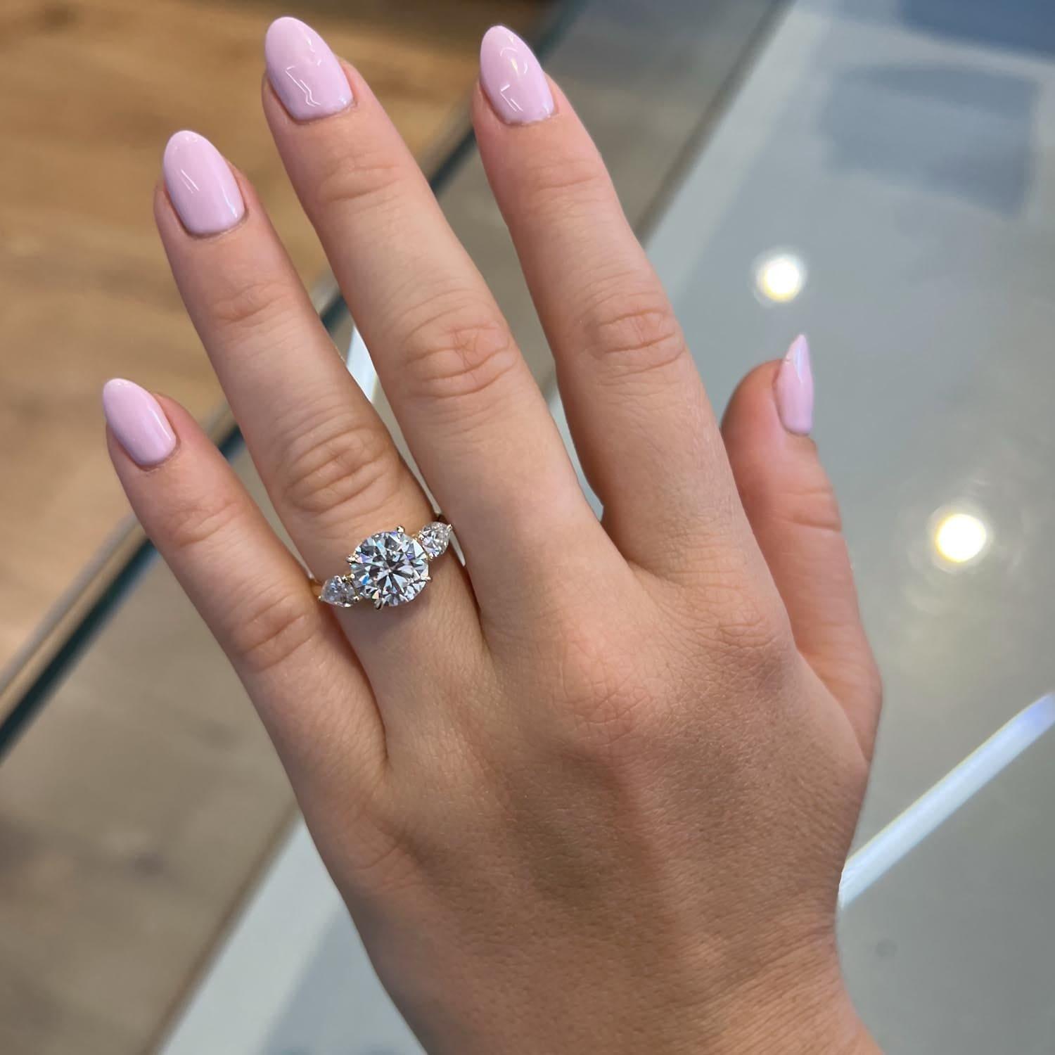 Mari Three Stone GIA Natural Diamond Engagement Ring