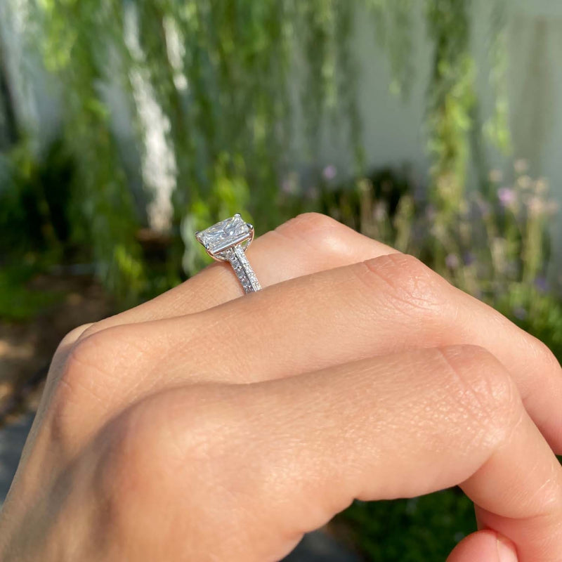 3.50 Carat Princess Cut Pave Setting Lab Grown Diamond Engagement Ring