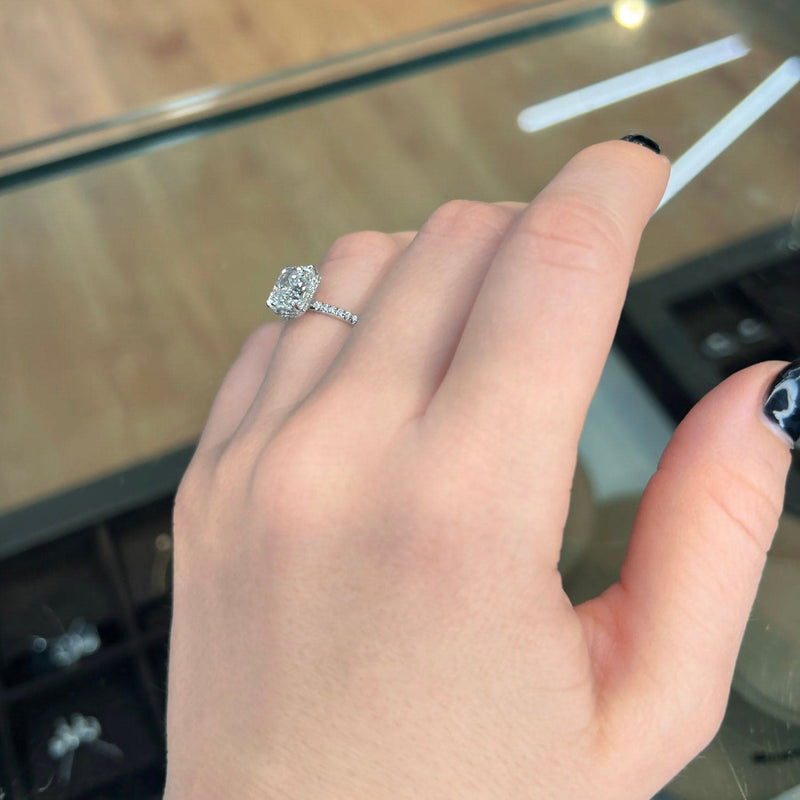 2 Carat Radiant Cut Hidden Halo Lab Grown Diamond Engagement Ring
