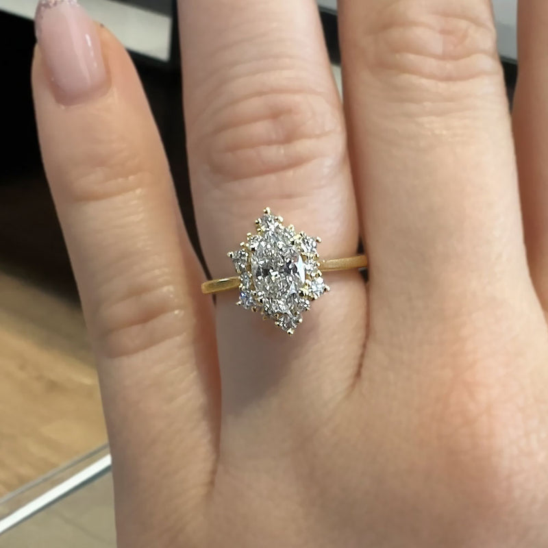 Vintage Scalloped Lab Grown Diamond Engagement Ring