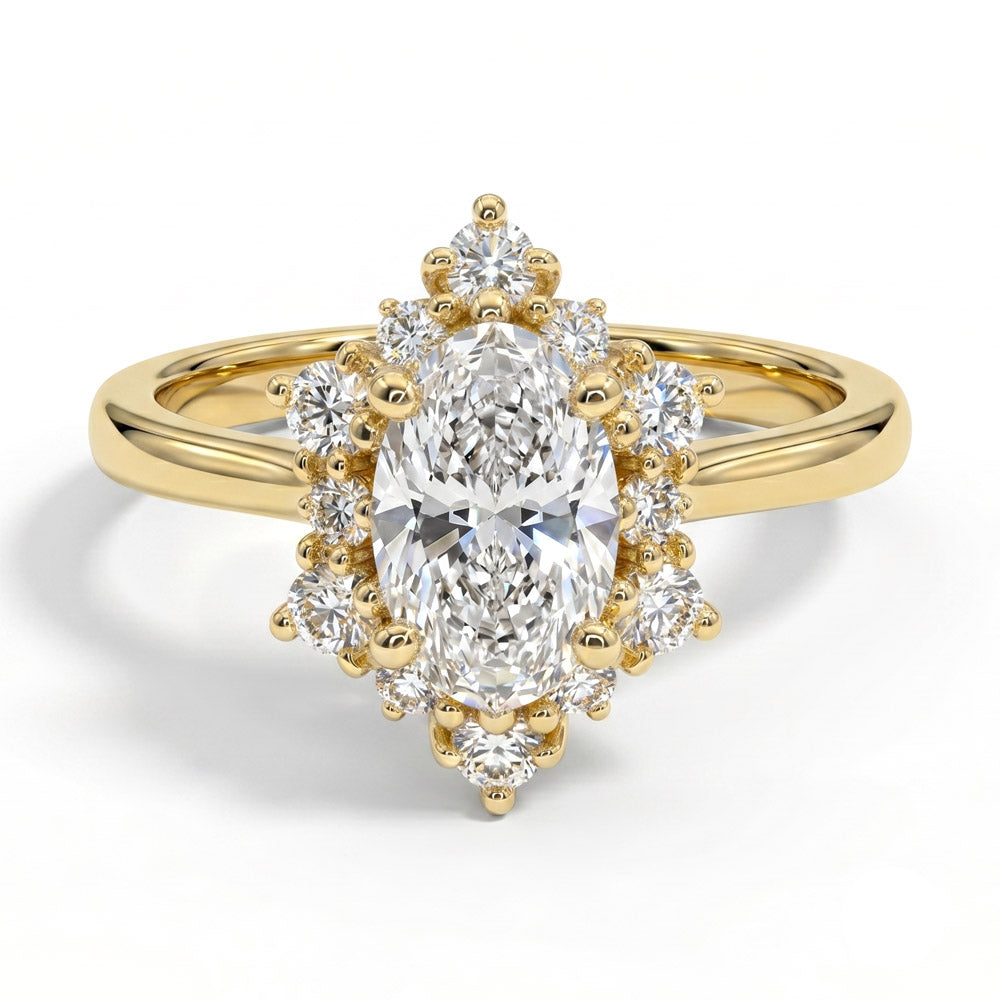 Vintage Scalloped Lab Grown Diamond Engagement Ring