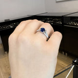 Round Cut Split Shank Blue Sapphire Engagement Ring