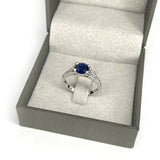 1.50 Carat Round Shape Split Shank Blue Sapphire Engagement Ring