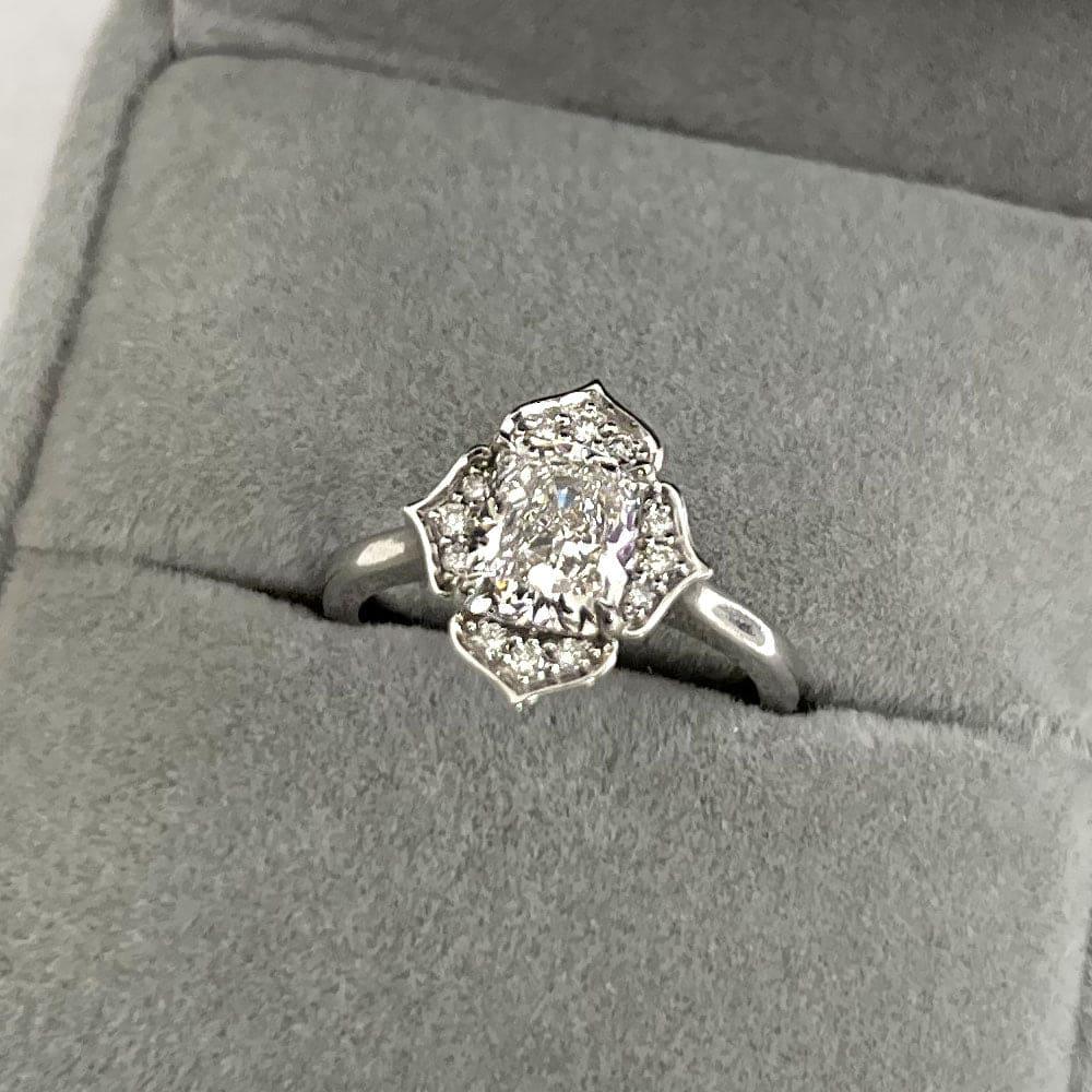 Estelle Scalloped Halo Lab Grown Diamond Engagement Ring