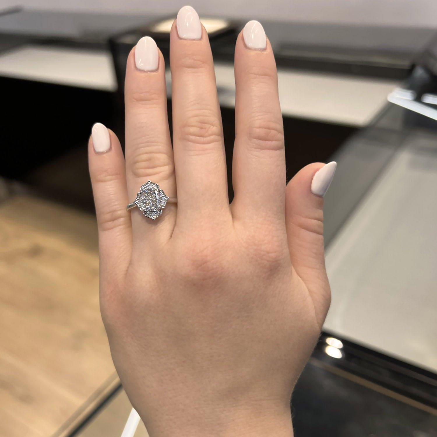 Estelle Scalloped Halo Lab Grown Diamond Engagement Ring