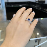 2.70 Carat Round Shape Floating Prong Blue Sapphire Engagement Ring
