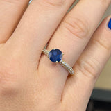 Round Cut Hidden Halo Blue Sapphire Engagement Ring