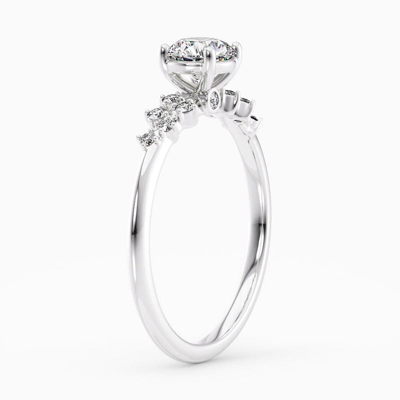 1.45 Carat Round Shape Snowdrift Blue Sapphire Engagement Ring