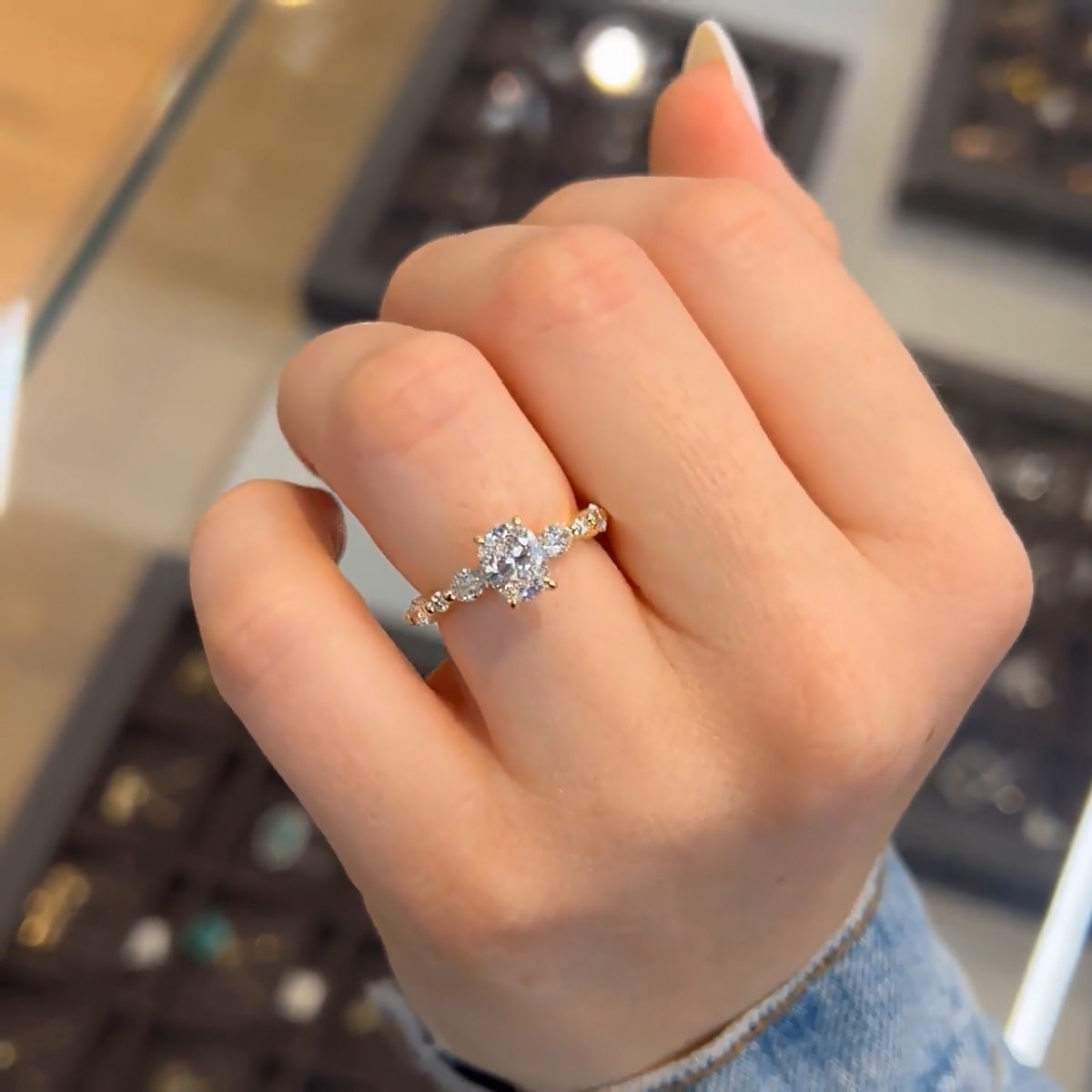 Fay Shared Prong GIA Natural Diamond Engagement Ring