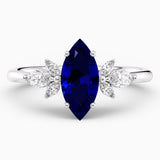 1.60 Carat Marquise Shape Cluster Blue Sapphire Engagement Ring