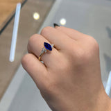 1.60 Carat Marquise Shape Cluster Blue Sapphire Engagement Ring