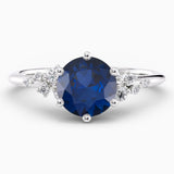 2.20 Carat Round Shape Snowdrift Blue Sapphire Engagement Ring
