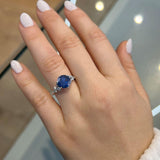 2.20 Carat Round Shape Snowdrift Blue Sapphire Engagement Ring