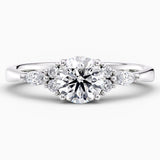 Round Cut Cluster Moissanite Engagement Ring