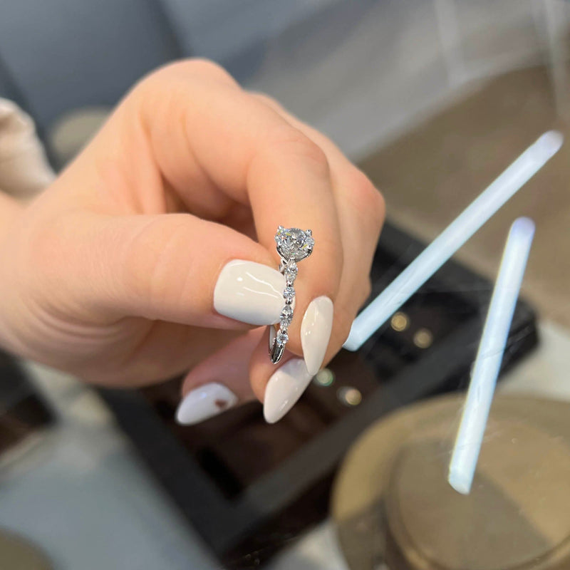 1.40 Carat Round Shape Shared Prong Moissanite Engagement Ring
