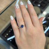 Round Cut Shared Prong Blue Sapphire Engagement Ring