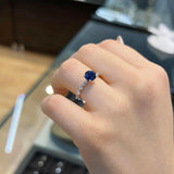 1.60 Carat Round Shape Shared Prong Blue Sapphire Engagement Ring