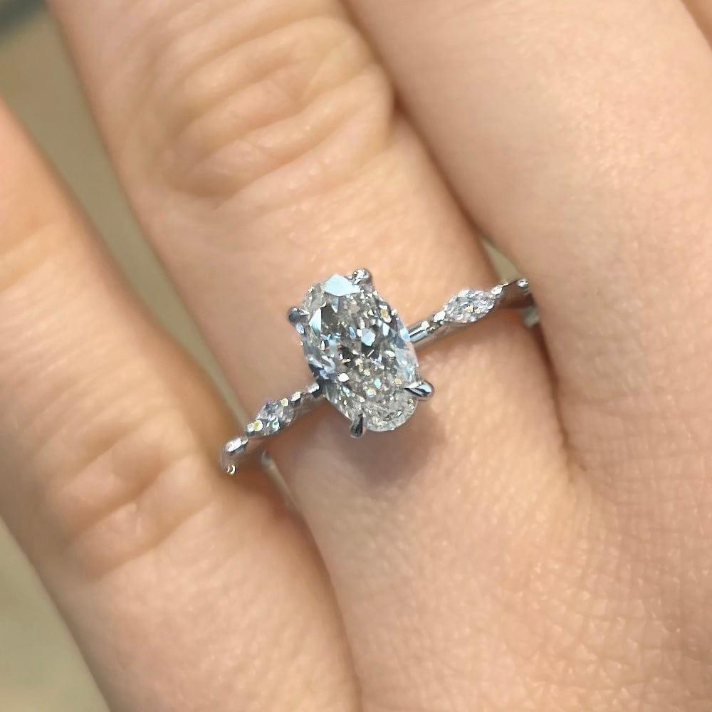 Elaine Shared Prong Lab Grown Diamond Engagement Ring - Featured Image