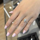 1.50 Carat Oval Cut Halo Vintage Lab Grown Diamond Engagement Ring