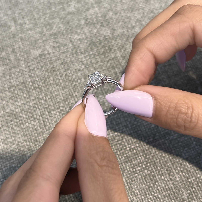 1.20 Carat Emerald Cut Three Stone Lab Grown Diamond Engagement Ring