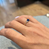 1.45 Carat Round Shape Cluster Blue Sapphire Engagement Ring