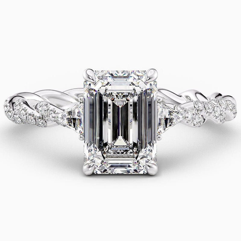 Emerald Cut Vintage Lab Grown Diamond Engagement Ring