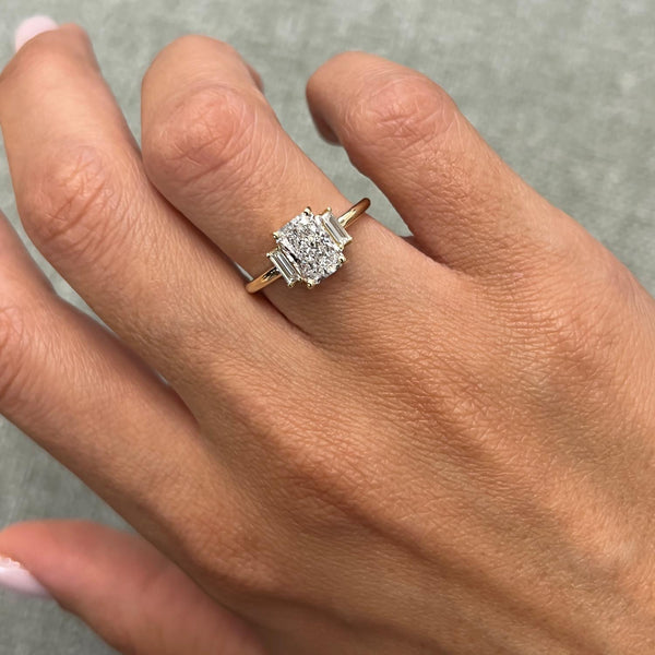 Irie Three Stone Lab Grown Diamond Engagement Ring