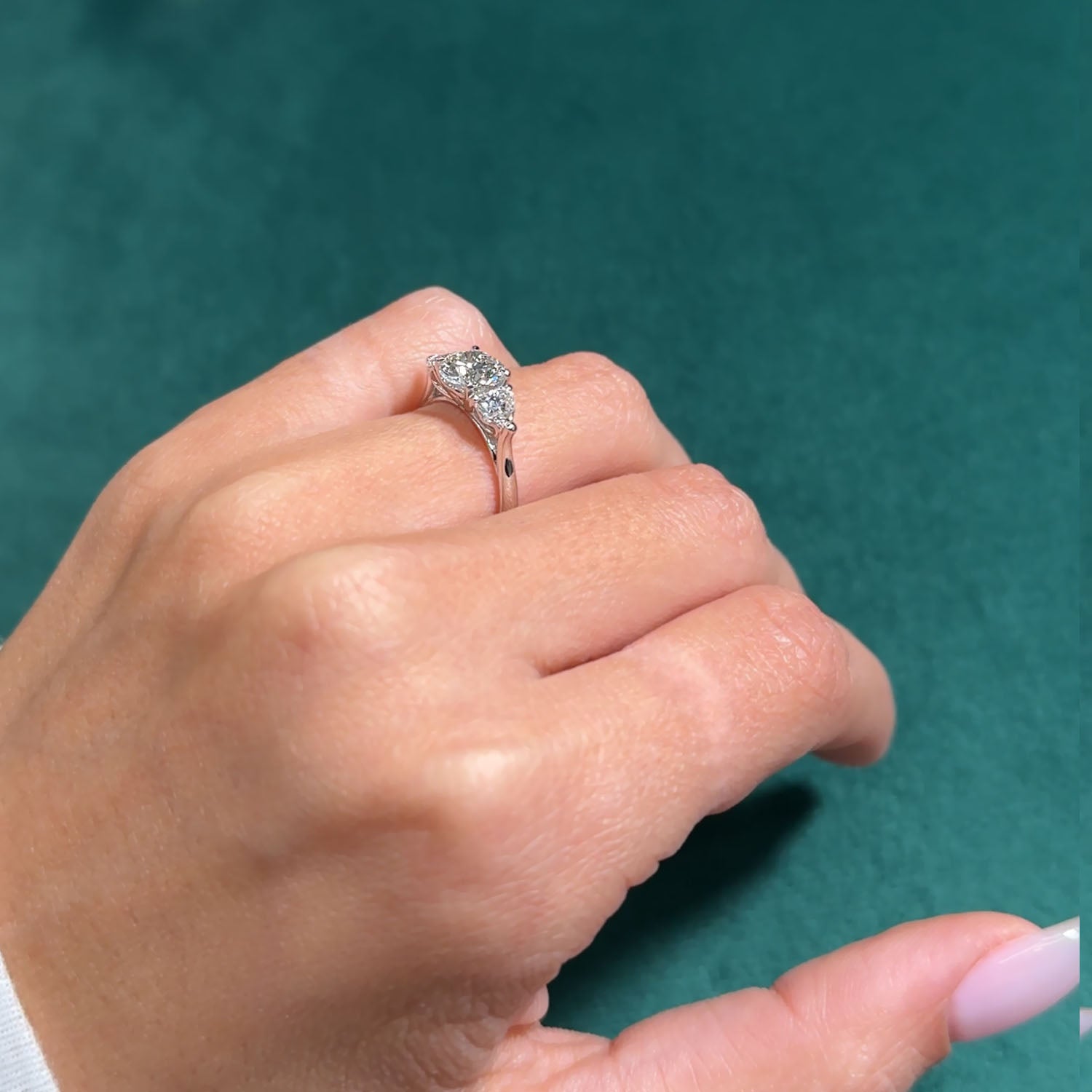 Leia Three Stone Lab Grown Diamond Engagement Ring