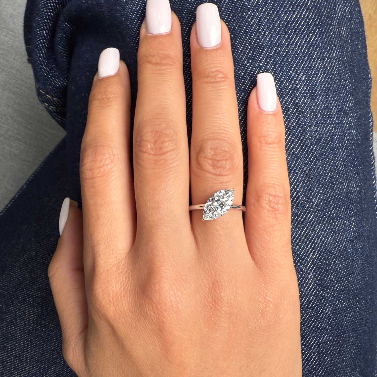 Lyra Tilted Lab Grown Diamond Engagement Ring