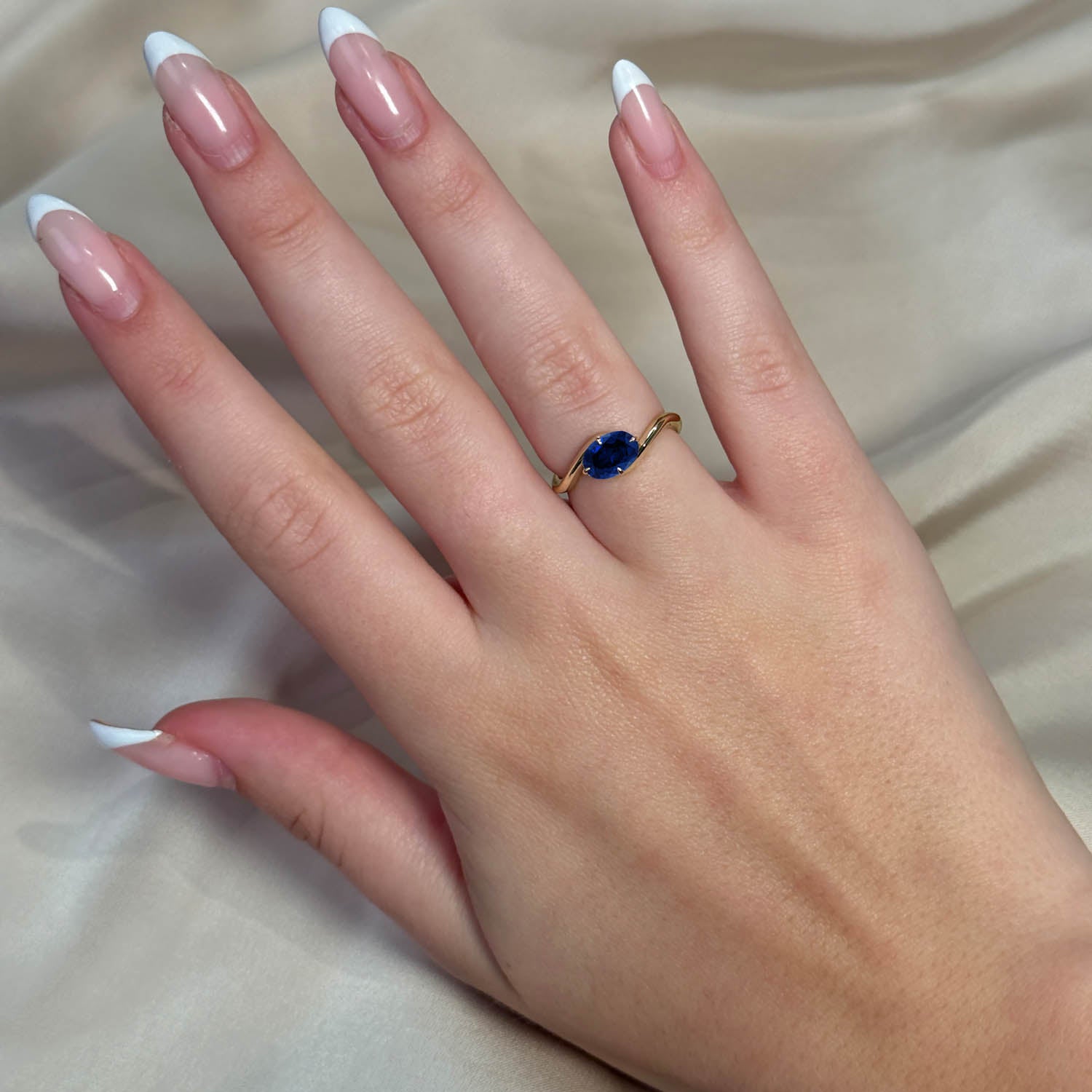 Oval Cut Solitaire Blue Sapphire Engagement Ring