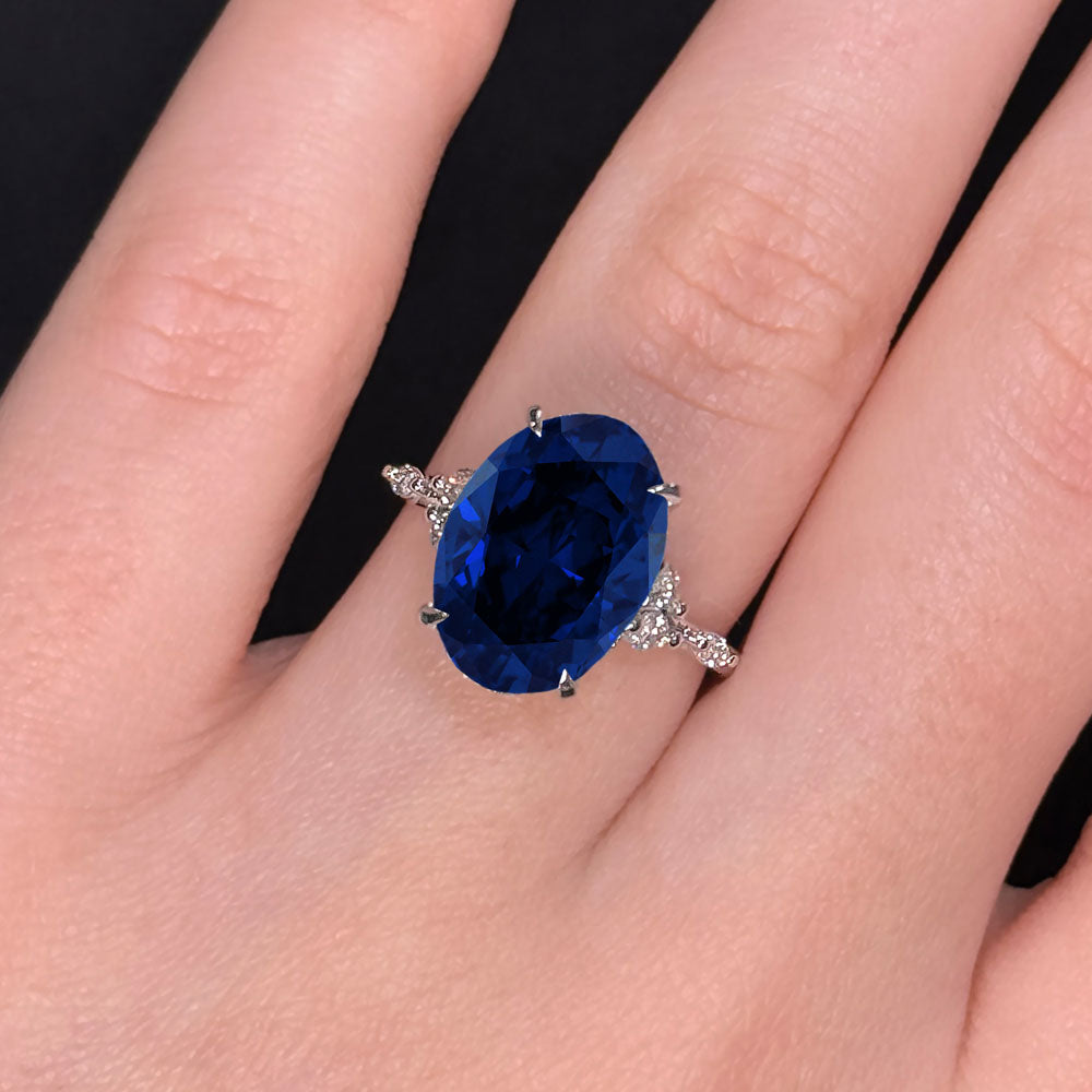 Oval Cut Nature Inspired Blue Sapphire Engagement Ring - Featured Image