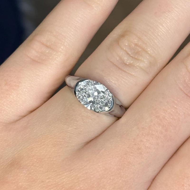 Axel East West Half Bezel 1.5 Carat Oval Cut Lab Grown Diamond