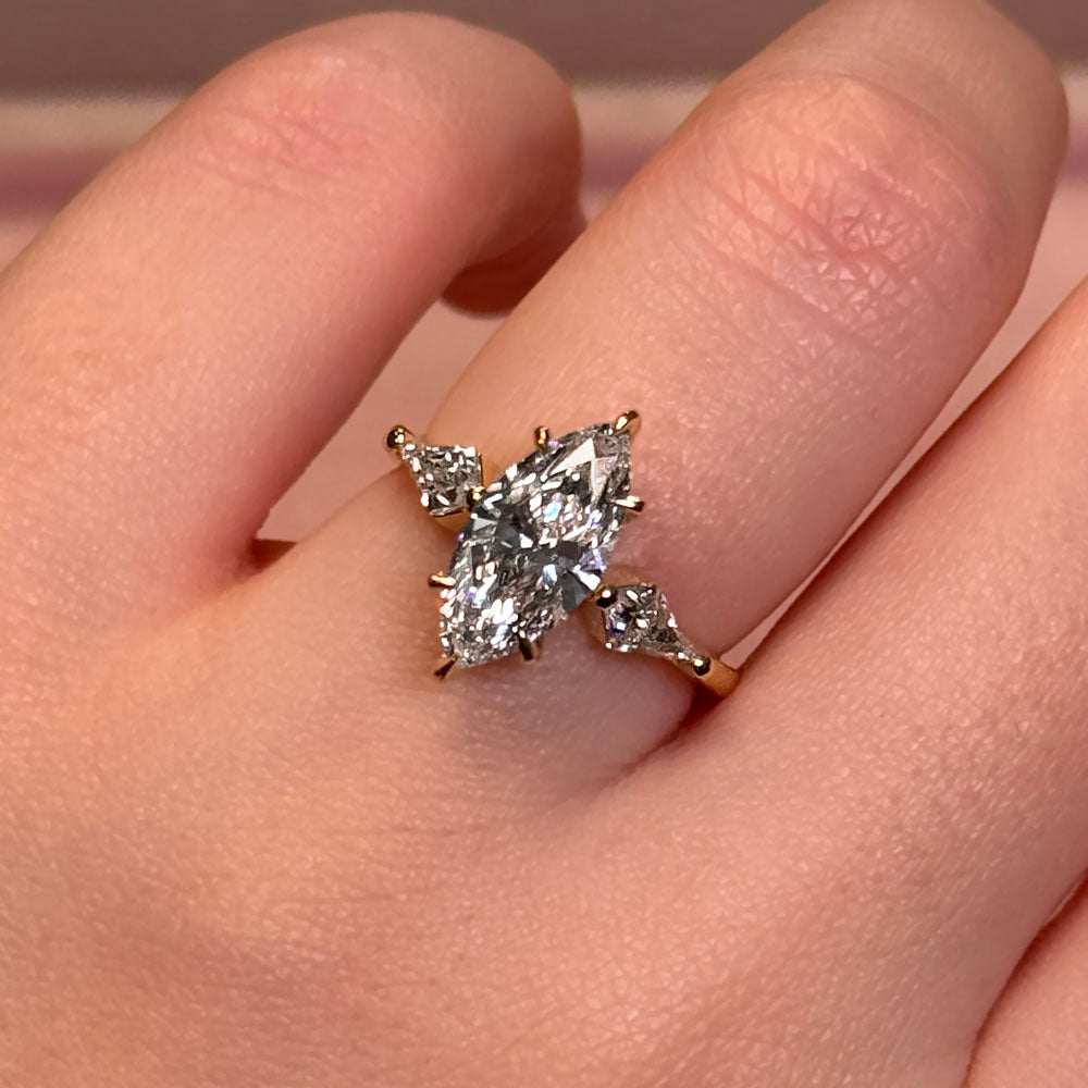 Glimmer Three Stone Lab Grown Diamond Engagement Ring - Featured Image