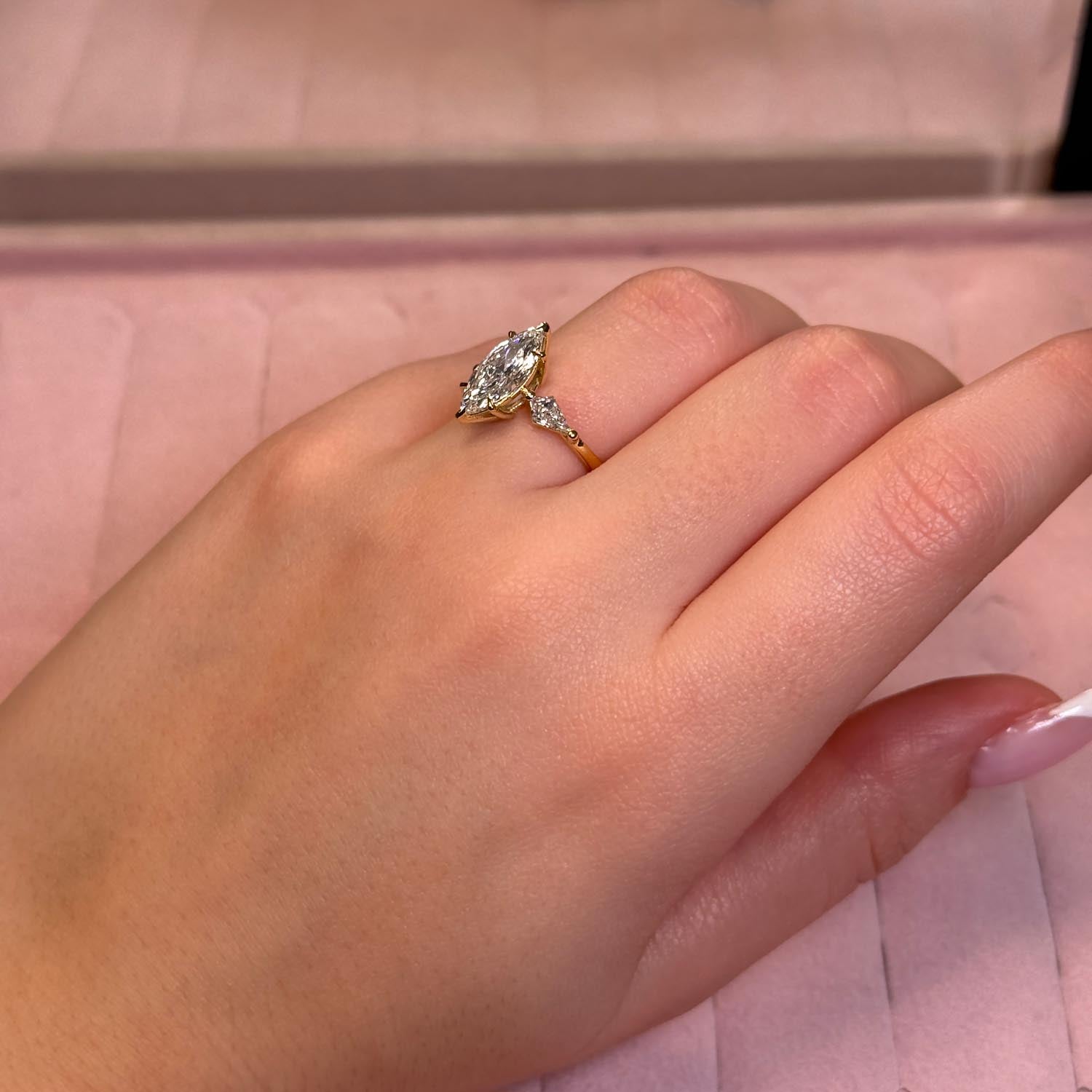 Glimmer Three Stone Lab Grown Diamond Engagement Ring